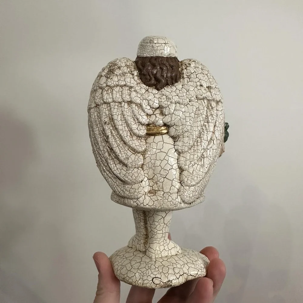 VTG Victorian Christmas Girl Angel Figurine Crackle Glaze 8